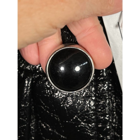 NWT Svetlana Unique Black Shiny Lame Bell Sleeve Button Front Jacket Wide Collar - Picture 10 of 13